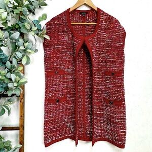 Carlisle Preppy Red Tweed Sweater Vest Size Med